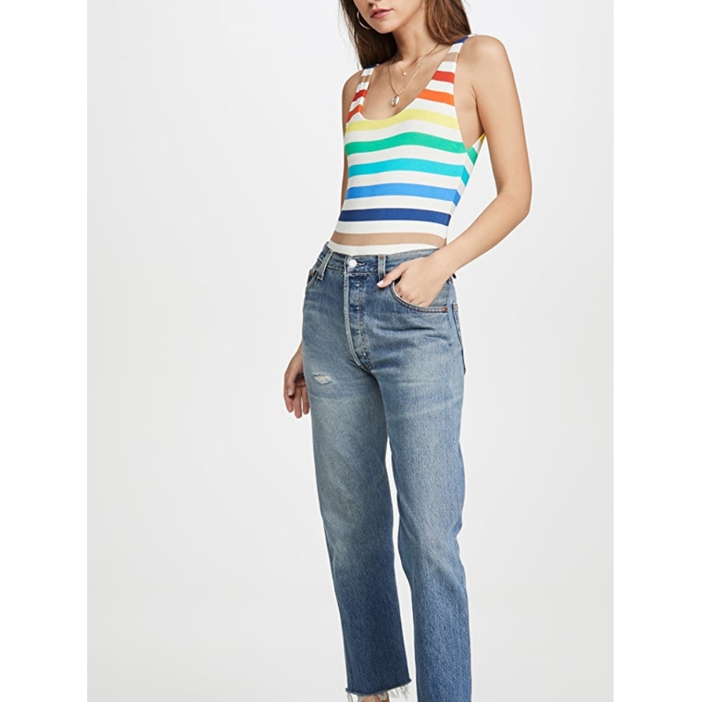 Alice + Olivia Deanne Bodysuit Rainbow Stripe - Picture 2 of 6
